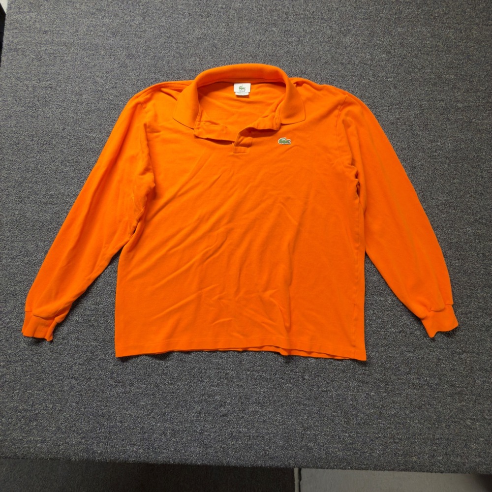Lacoste‎ mens Orange Long Sleeve Cotton Pique Polo Shirt Size 7 L/XL